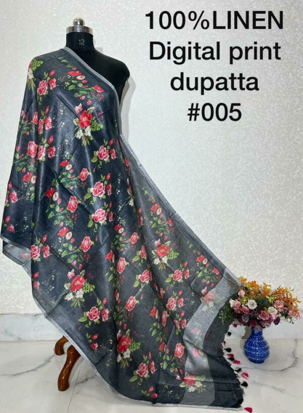 Pure Handloom Linen Digital Print Dupatta