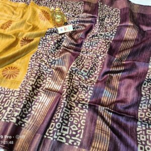 Pure Silk Tussar Ghicha Screen Printed Saree