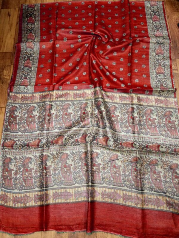 Pure Silk Tussar Ghicha Screen Printed Saree