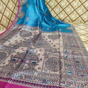 Pure Silk Tussar Ghicha Screen Printed Saree