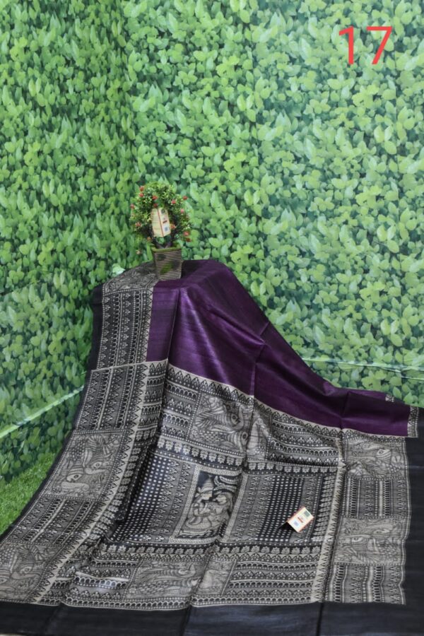 Pure Silk Tussar Ghicha Screen Printed Saree