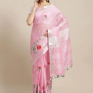 Hand-woven Thread Work Linen Cotton Saree