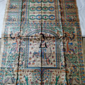 Full Madhubani Painted Ghicha Tussar Silk Saree