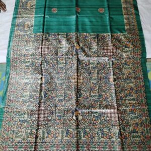 Madhubani Hand Painted Ghicha Tussar Silk Saree