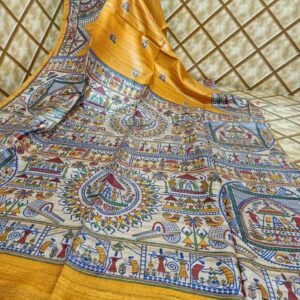 Pure Silk Tussar Ghicha Screen Printed Saree