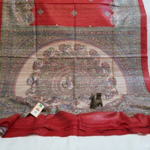 Pure Silk Tussar Ghicha Screen Printed Saree