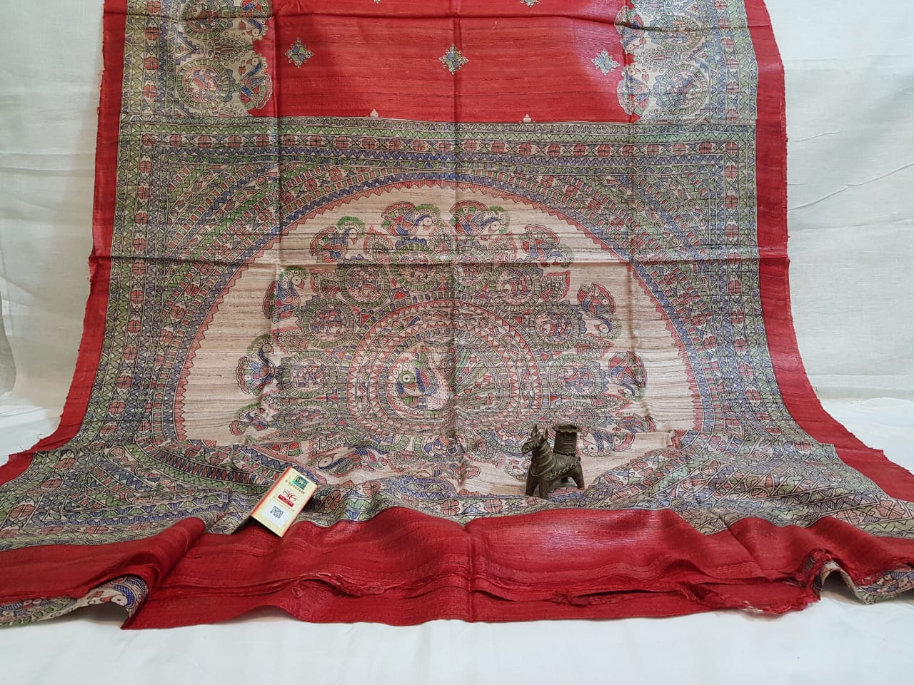 Pure Silk Tussar Ghicha Screen Printed Saree - Image 3