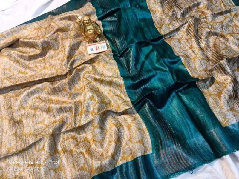 Pure Silk Tussar Ghicha Screen Printed Saree