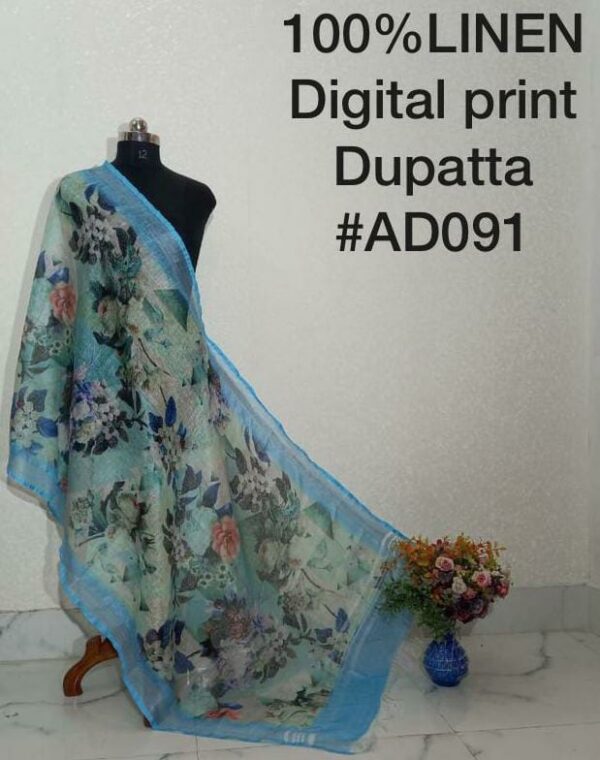Pure Handloom Linen Digital Print Dupatta