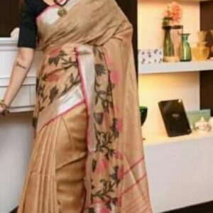 Hand-woven Thread Work Linen Cotton Saree