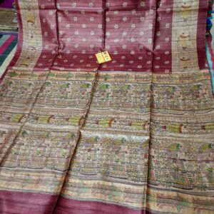 Pure Silk Tussar Ghicha Screen Printed Saree