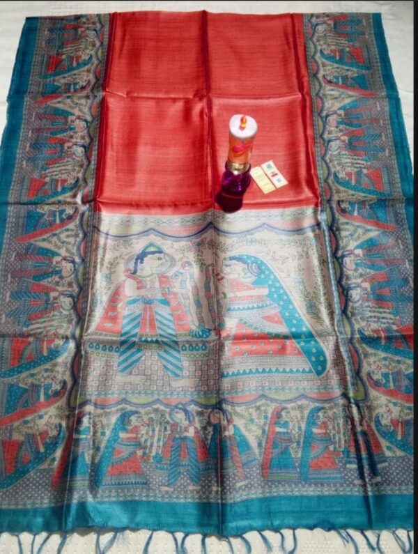 Pure Silk Tussar Ghicha Screen Printed Saree