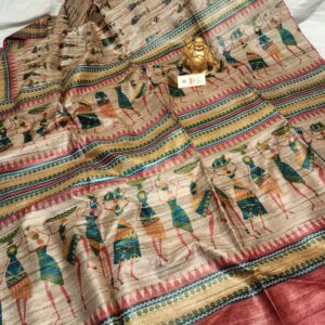 Pure Silk Tussar Ghicha Screen Printed Saree