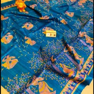 Pure Silk Tussar Ghicha Screen Printed Saree