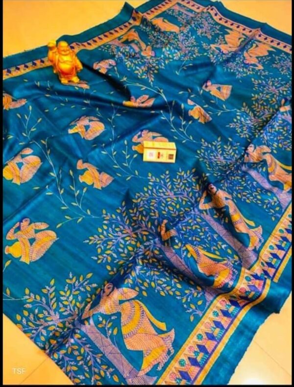 Pure Silk Tussar Ghicha Screen Printed Saree