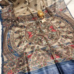 Pure Silk Tussar Ghicha Screen Printed Saree