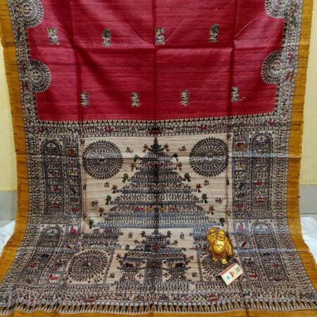 Pure Silk Tussar Ghicha Screen Printed Saree
