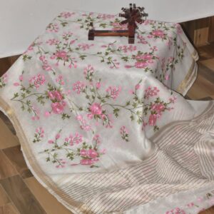 Hand-woven Thread Work Linen Cotton Saree