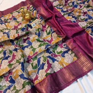 Pure Silk Tussar Ghicha Screen Printed Saree