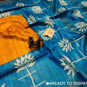 Pure Silk Tussar Ghicha Screen Printed Saree