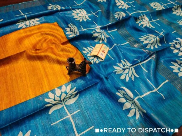 Pure Silk Tussar Ghicha Screen Printed Saree