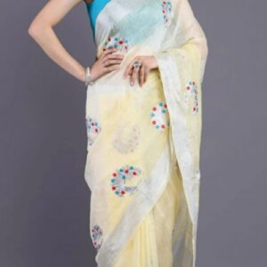 Hand-woven Thread Work Linen Cotton Saree