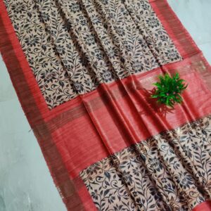Pure Silk Tussar Ghicha Screen Printed Saree