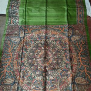 Madhubani Hand Painted Ghicha Tussar Silk Saree