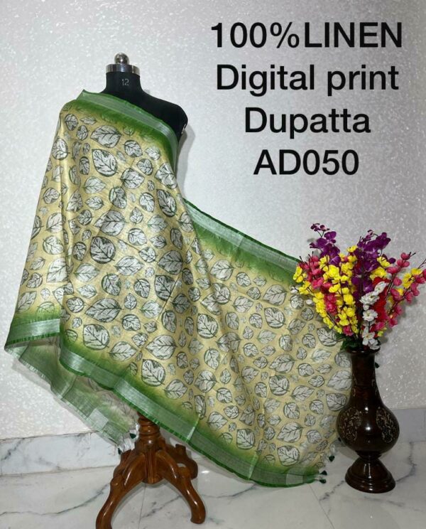 Pure Handloom Linen Digital Print Dupatta