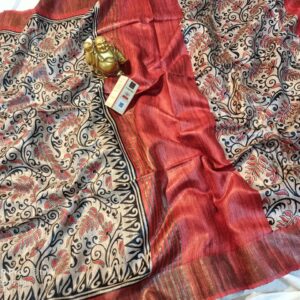 Pure Silk Tussar Ghicha Screen Printed Saree