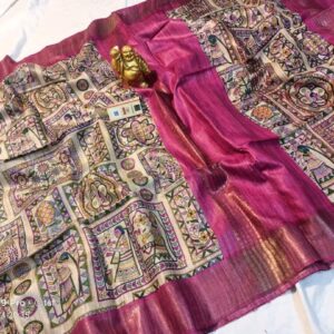 Pure Silk Tussar Ghicha Screen Printed Saree