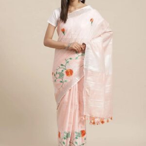 Hand-woven Thread Work Linen Cotton Saree
