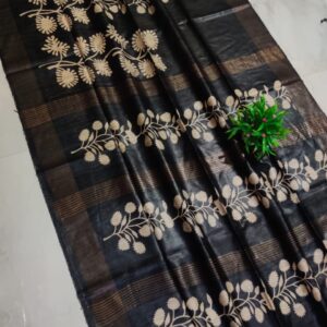 Pure Silk Tussar Ghicha Screen Printed Saree