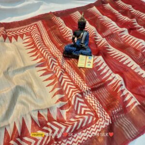 Pure Silk Tussar Ghicha Screen Printed Saree