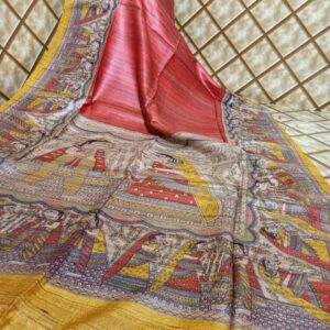 Pure Silk Tussar Ghicha Screen Printed Saree