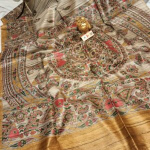 Pure Silk Tussar Ghicha Screen Printed Saree