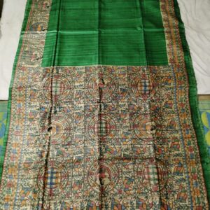 Madhubani Hand Painted Ghicha Tussar Silk Saree