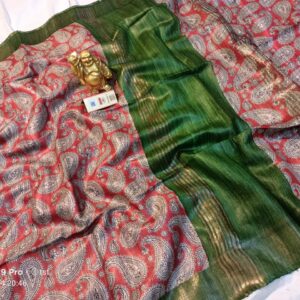 Pure Silk Tussar Ghicha Screen Printed Saree
