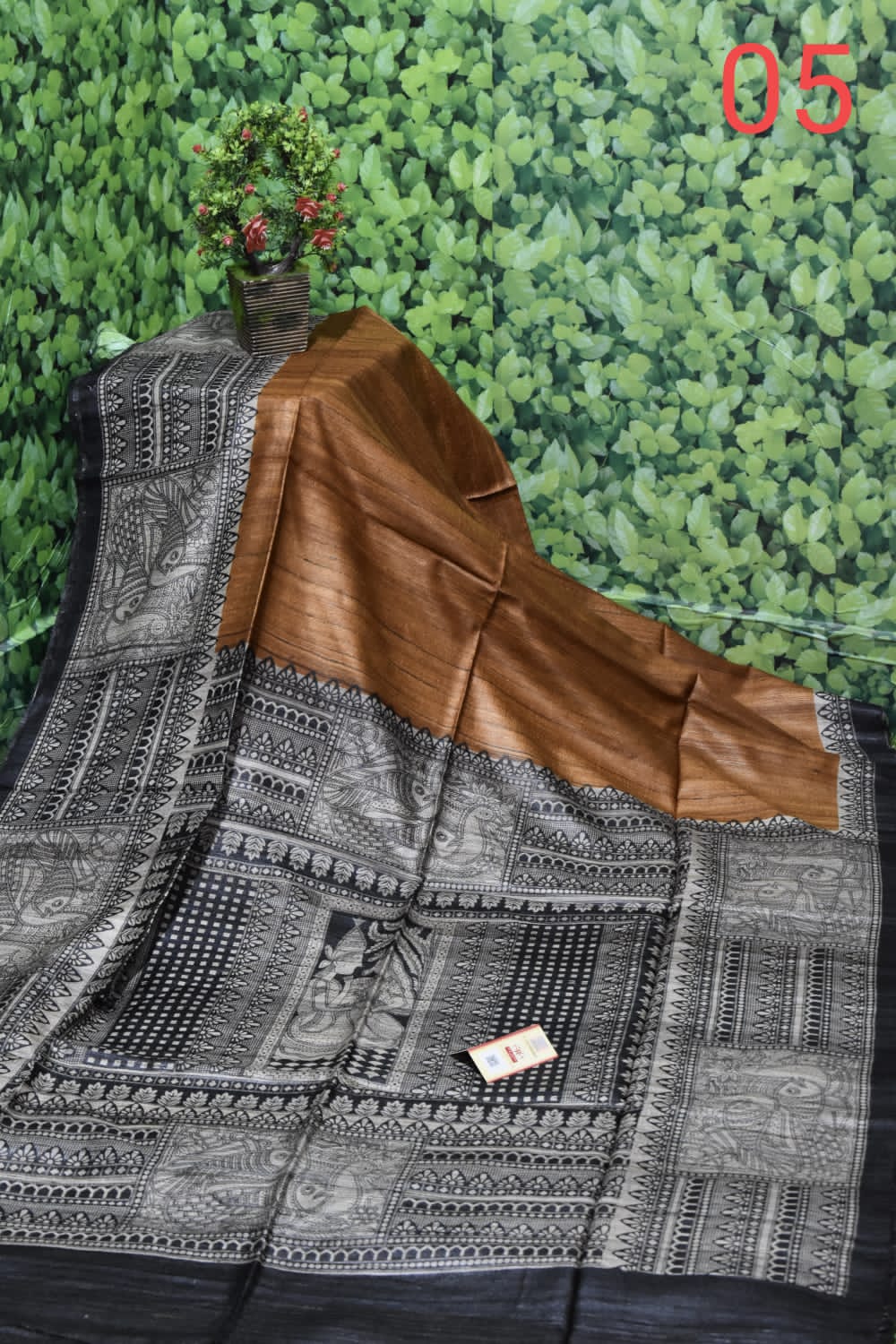 Pure Silk Tussar Ghicha Screen Printed Saree