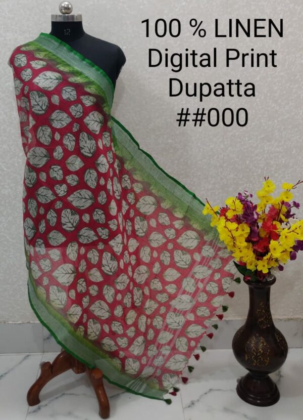 Pure Handloom Linen Digital Print Dupatta