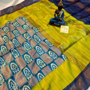 Pure Silk Tussar Ghicha Screen Printed Saree
