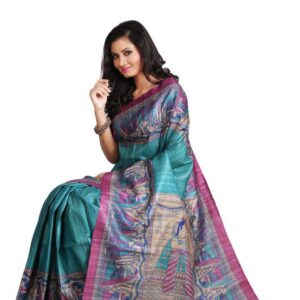 Pure Silk Tussar Ghicha Screen Printed Saree