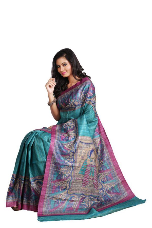 Pure Silk Tussar Ghicha Screen Printed Saree