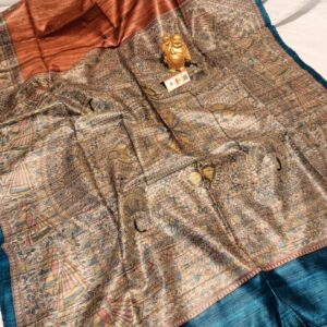 Pure Silk Tussar Ghicha Screen Printed Saree