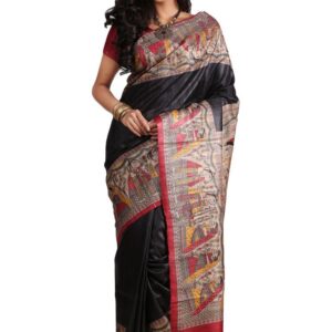 Pure Silk Tussar Ghicha Screen Printed Saree