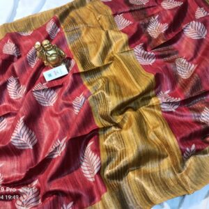 Pure Silk Tussar Ghicha Screen Printed Saree
