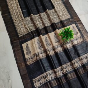 Pure Silk Tussar Ghicha Screen Printed Saree