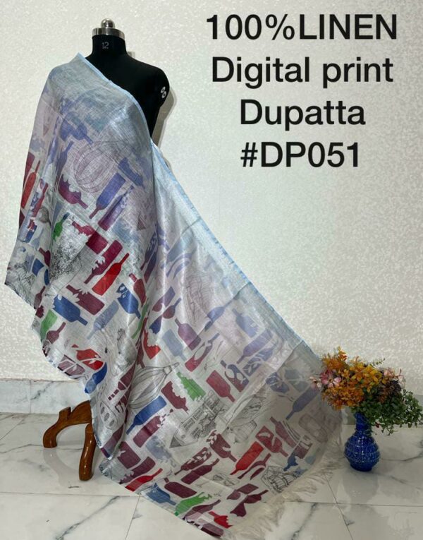 Pure Handloom Linen Digital Print Dupatta