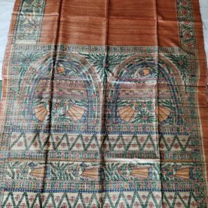Madhubani Hand Painted Ghicha Tussar Silk Saree