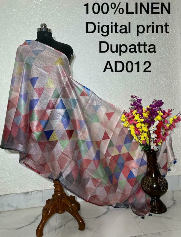 Pure Handloom Linen Digital Print Dupatta